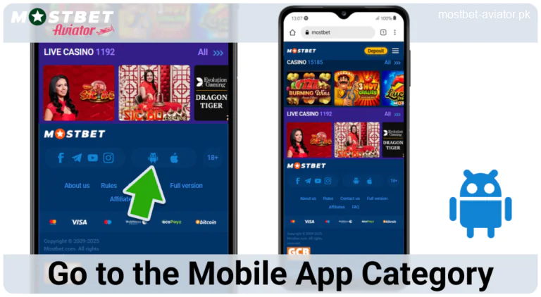Go to the Mobile Section of Mostbet Aviator Pakistan