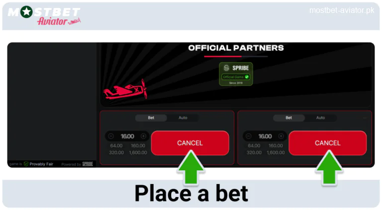 Place a Bet in the Mostbet Aviator Demo Game PK