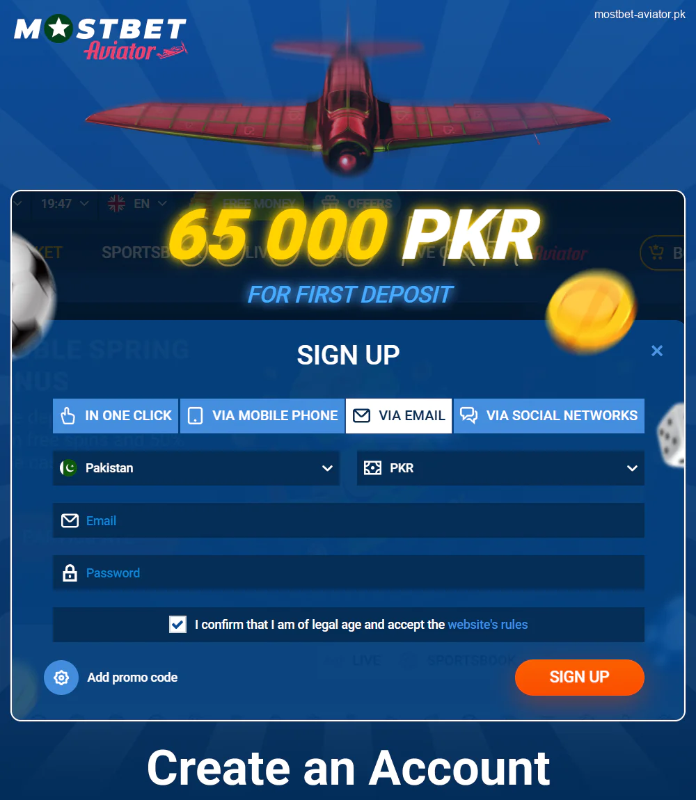Create an Account in Mostbet Aviator Pakistan