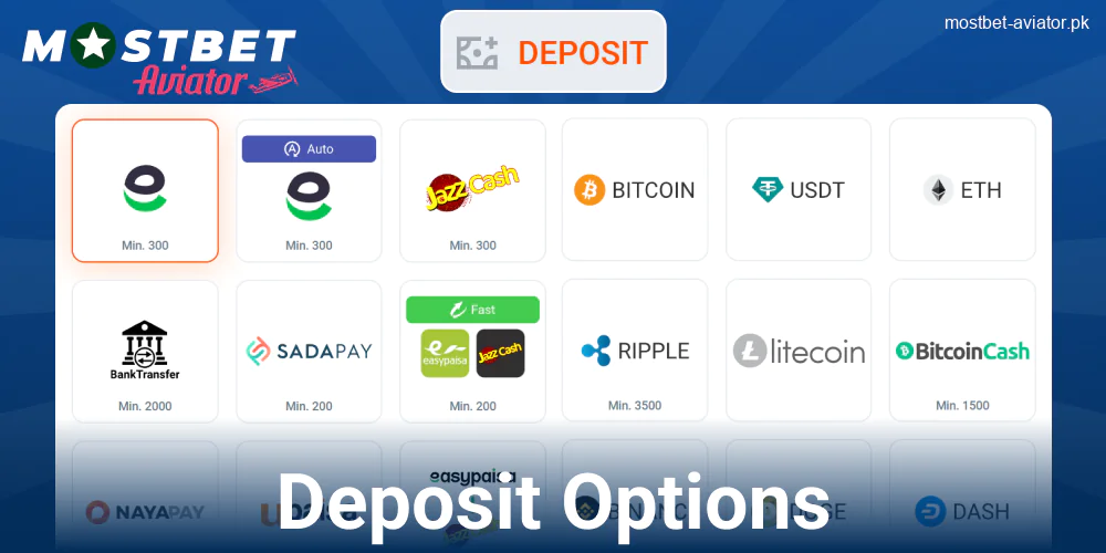 Deposit Methods for Mostbet Aviator Pakistanis
