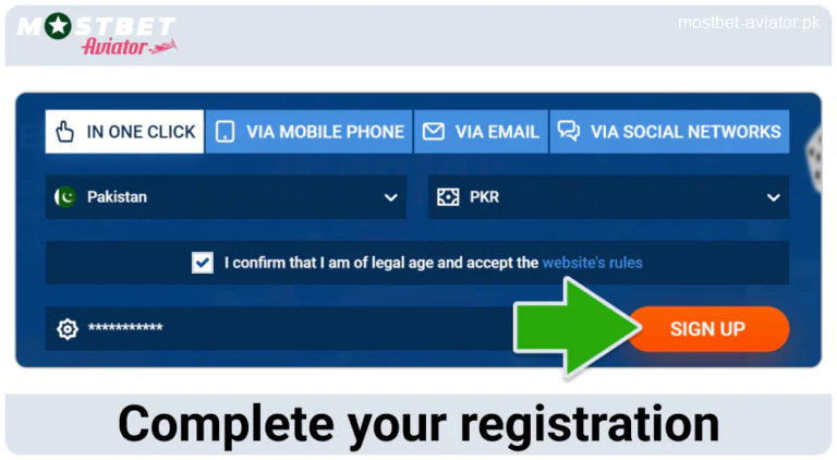 Complete Registration in Mostbet Aviator Pakistan