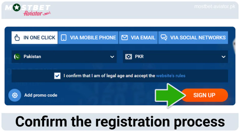 Complete Registration in Mostbet Aviator PK