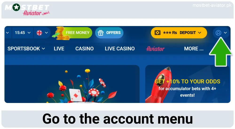 Go to the Personal Account in Mostbet Aviator Pakistan